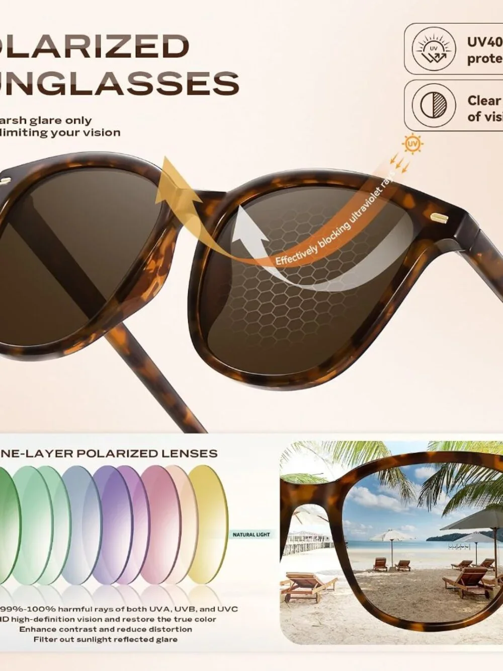 Stylish Big Frame Retro Polarized Sunglasses for Ultimate UV Protection - 3 Pack